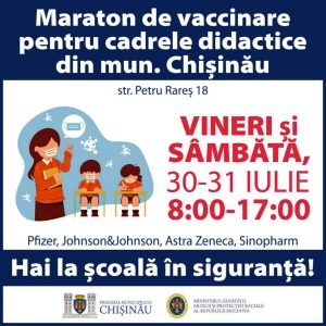 Maraton de vaccinare pentru cadrele didactice din municipiul Chișinău